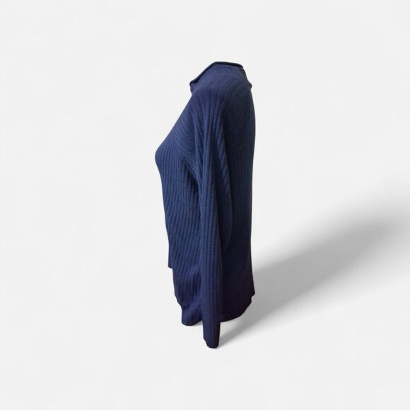 Eileen Fisher Small Blue Cable Knit Sweater Organic Cotton Sustainable - Picture 3 of 8